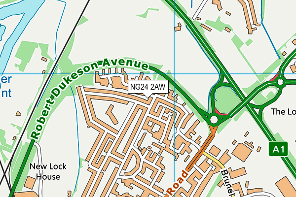 NG24 2AW map - OS VectorMap District (Ordnance Survey) NG24 2AW map - OS VectorMap District (Ordnance Survey)