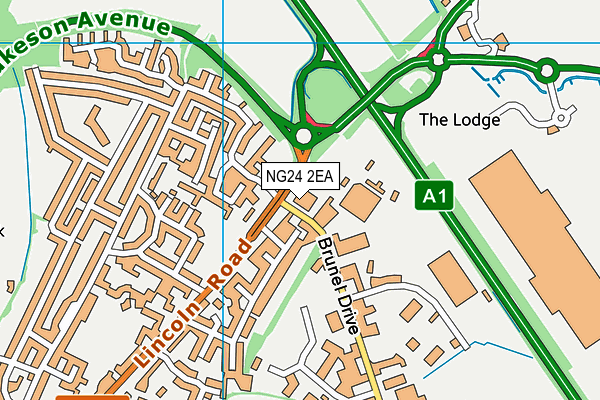 NG24 2EA map - OS VectorMap District (Ordnance Survey) NG24 2EA map - OS VectorMap District (Ordnance Survey)