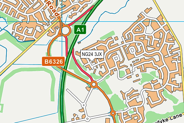 NG24 3JX map - OS VectorMap District (Ordnance Survey) NG24 3JX map - OS VectorMap District (Ordnance Survey)
