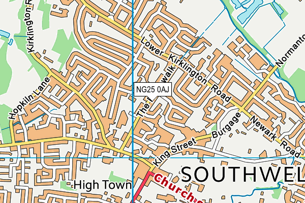 NG25 0AJ map - OS VectorMap District (Ordnance Survey) NG25 0AJ map - OS VectorMap District (Ordnance Survey)