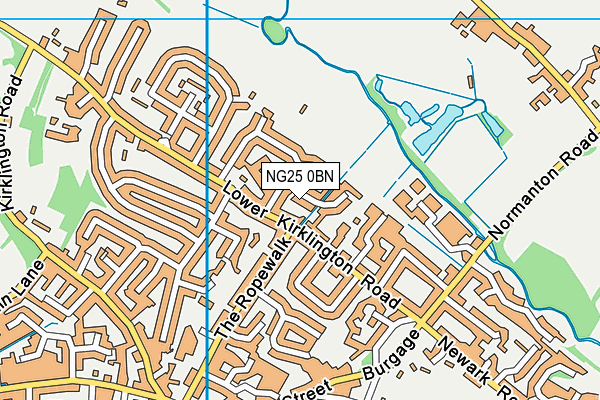 NG25 0BN map - OS VectorMap District (Ordnance Survey) NG25 0BN map - OS VectorMap District (Ordnance Survey)