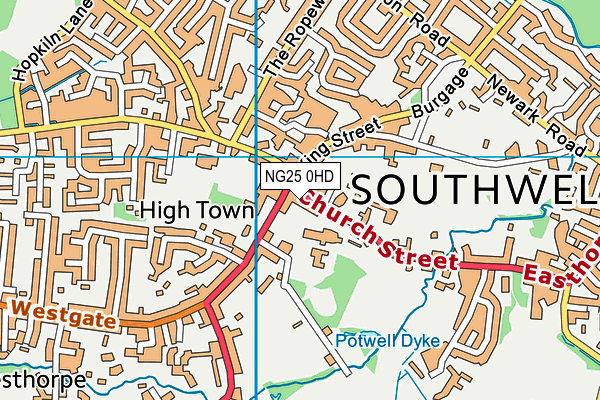 NG25 0HD map - OS VectorMap District (Ordnance Survey)