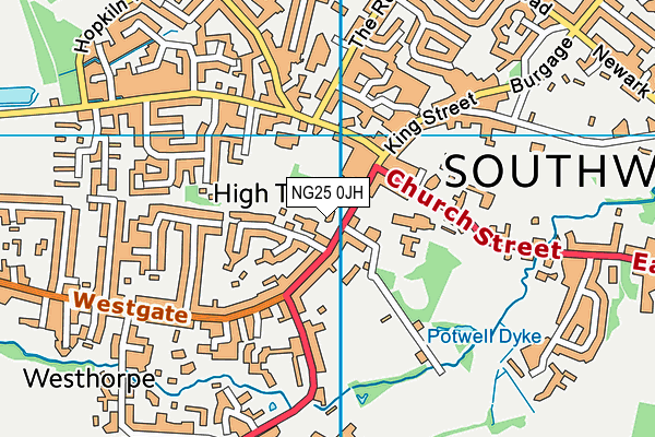 NG25 0JH map - OS VectorMap District (Ordnance Survey)