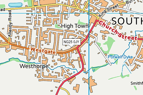 NG25 0JY map - OS VectorMap District (Ordnance Survey) NG25 0JY map - OS VectorMap District (Ordnance Survey)