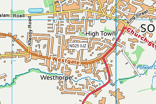 NG25 0JZ map - OS VectorMap District (Ordnance Survey) NG25 0JZ map - OS VectorMap District (Ordnance Survey)