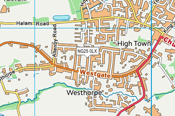 NG25 0LX map - OS VectorMap District (Ordnance Survey) NG25 0LX map - OS VectorMap District (Ordnance Survey)