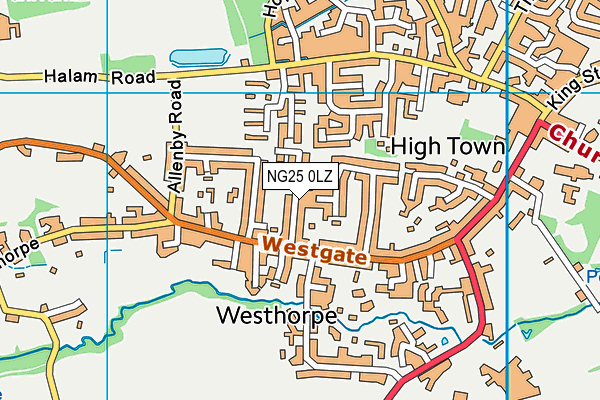 NG25 0LZ map - OS VectorMap District (Ordnance Survey) NG25 0LZ map - OS VectorMap District (Ordnance Survey)