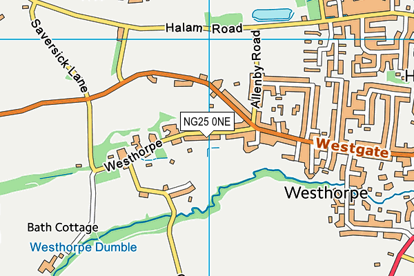 NG25 0NE map - OS VectorMap District (Ordnance Survey)