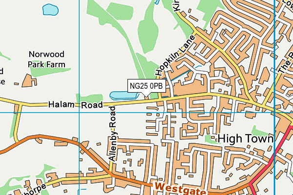 NG25 0PB map - OS VectorMap District (Ordnance Survey) NG25 0PB map - OS VectorMap District (Ordnance Survey)