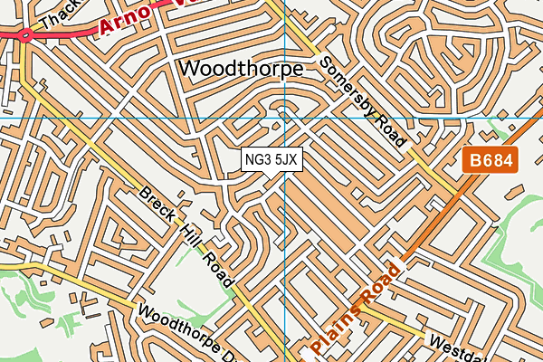 NG3 5JX map - OS VectorMap District (Ordnance Survey) NG3 5JX map - OS VectorMap District (Ordnance Survey)