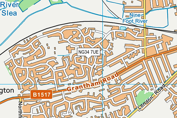 NG34 7UE map - OS VectorMap District (Ordnance Survey) NG34 7UE map - OS VectorMap District (Ordnance Survey)