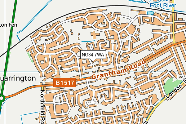 NG34 7WA map - OS VectorMap District (Ordnance Survey) NG34 7WA map - OS VectorMap District (Ordnance Survey)