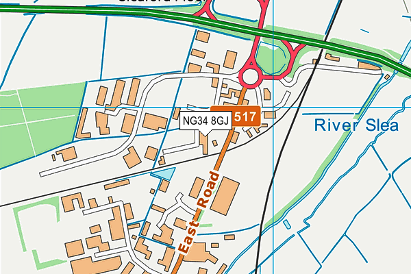 NG34 8GJ map - OS VectorMap District (Ordnance Survey) NG34 8GJ map - OS VectorMap District (Ordnance Survey)