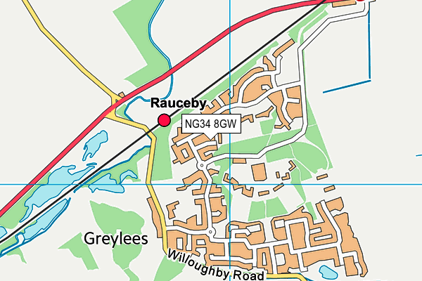 NG34 8GW map - OS VectorMap District (Ordnance Survey) NG34 8GW map - OS VectorMap District (Ordnance Survey)