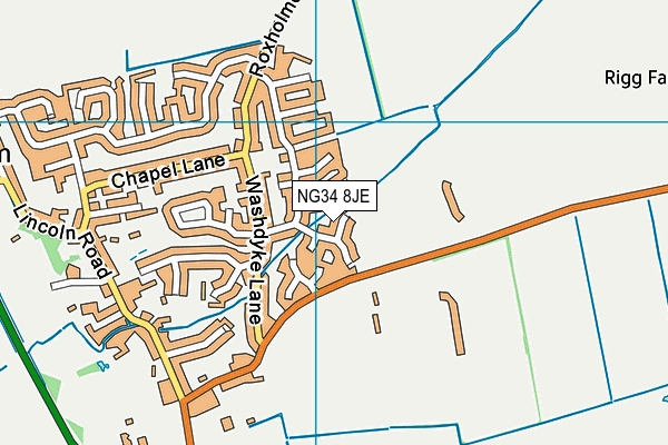 NG34 8JE map - OS VectorMap District (Ordnance Survey) NG34 8JE map - OS VectorMap District (Ordnance Survey)