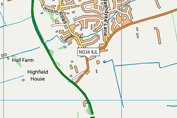NG34 8JL map - OS VectorMap District (Ordnance Survey) NG34 8JL map - OS VectorMap District (Ordnance Survey)