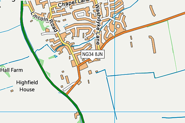 NG34 8JN map - OS VectorMap District (Ordnance Survey) NG34 8JN map - OS VectorMap District (Ordnance Survey)