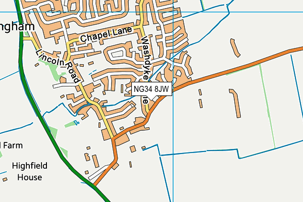 NG34 8JW map - OS VectorMap District (Ordnance Survey) NG34 8JW map - OS VectorMap District (Ordnance Survey)