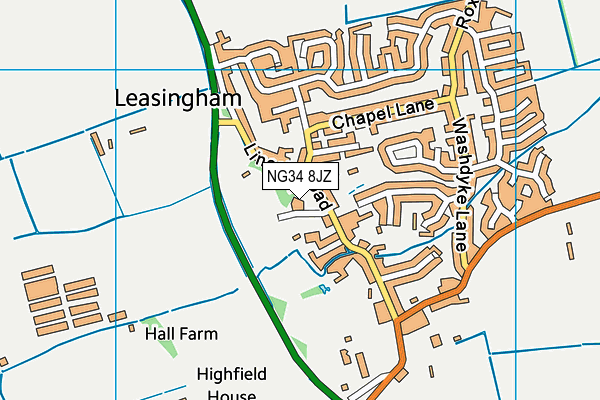 NG34 8JZ map - OS VectorMap District (Ordnance Survey) NG34 8JZ map - OS VectorMap District (Ordnance Survey)