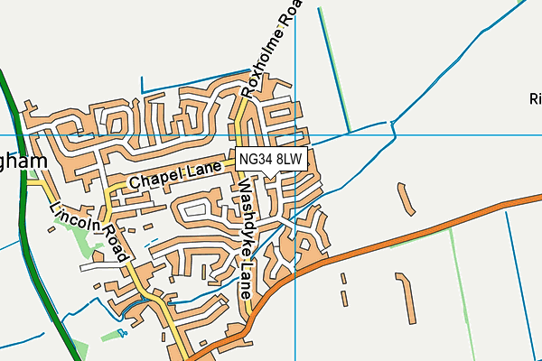 NG34 8LW map - OS VectorMap District (Ordnance Survey)