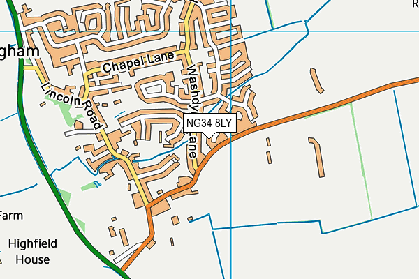 NG34 8LY map - OS VectorMap District (Ordnance Survey)