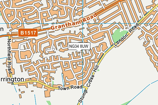 NG34 8UW map - OS VectorMap District (Ordnance Survey) NG34 8UW map - OS VectorMap District (Ordnance Survey)