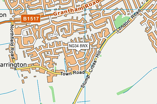 NG34 8WX map - OS VectorMap District (Ordnance Survey) NG34 8WX map - OS VectorMap District (Ordnance Survey)
