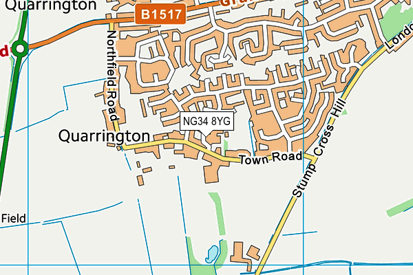 NG34 8YG map - OS VectorMap District (Ordnance Survey) NG34 8YG map - OS VectorMap District (Ordnance Survey)