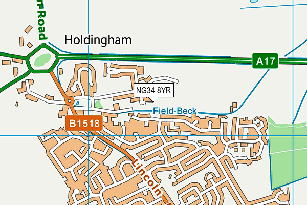 NG34 8YR map - OS VectorMap District (Ordnance Survey) NG34 8YR map - OS VectorMap District (Ordnance Survey)