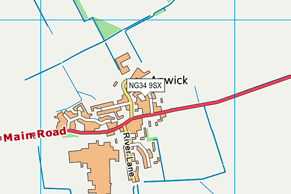 NG34 9SX map - OS VectorMap District (Ordnance Survey) NG34 9SX map - OS VectorMap District (Ordnance Survey)