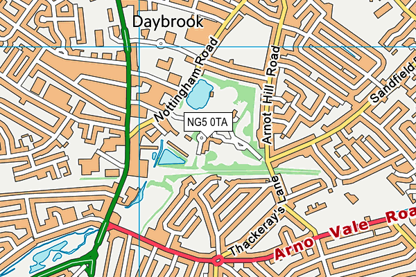 NG5 0TA map - OS VectorMap District (Ordnance Survey) NG5 0TA map - OS VectorMap District (Ordnance Survey)