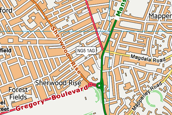 NG5 1AG map - OS VectorMap District (Ordnance Survey) NG5 1AG map - OS VectorMap District (Ordnance Survey)