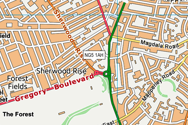 NG5 1AH map - OS VectorMap District (Ordnance Survey)
