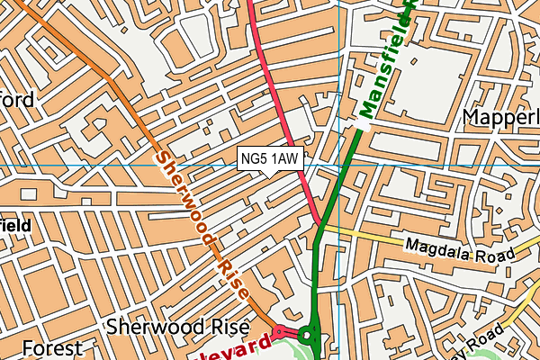 NG5 1AW map - OS VectorMap District (Ordnance Survey) NG5 1AW map - OS VectorMap District (Ordnance Survey)