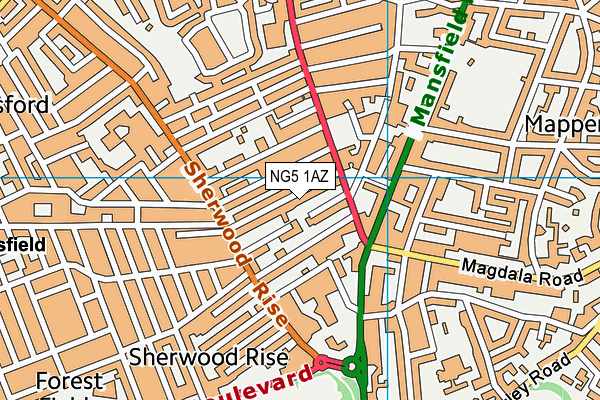 NG5 1AZ map - OS VectorMap District (Ordnance Survey) NG5 1AZ map - OS VectorMap District (Ordnance Survey)