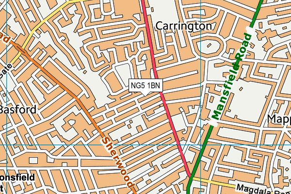 NG5 1BN map - OS VectorMap District (Ordnance Survey) NG5 1BN map - OS VectorMap District (Ordnance Survey)