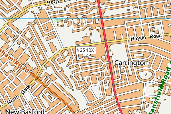 NG5 1DX map - OS VectorMap District (Ordnance Survey) NG5 1DX map - OS VectorMap District (Ordnance Survey)