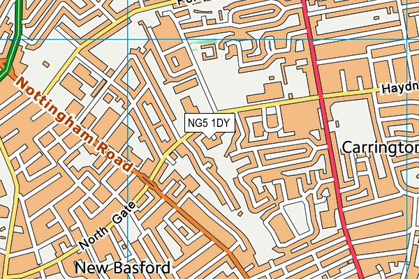 NG5 1DY map - OS VectorMap District (Ordnance Survey) NG5 1DY map - OS VectorMap District (Ordnance Survey)