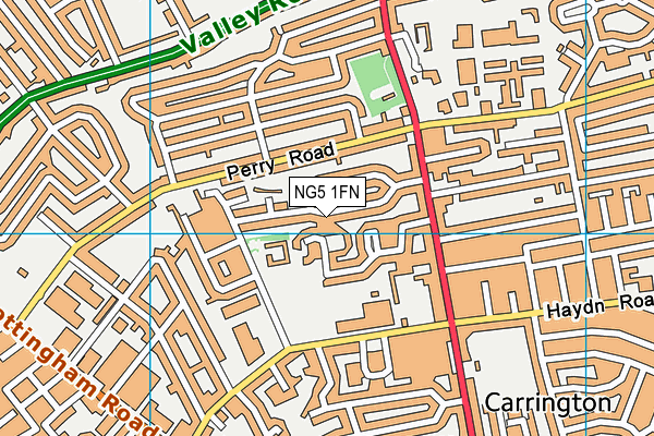 NG5 1FN map - OS VectorMap District (Ordnance Survey) NG5 1FN map - OS VectorMap District (Ordnance Survey)