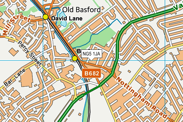 NG5 1JA map - OS VectorMap District (Ordnance Survey) NG5 1JA map - OS VectorMap District (Ordnance Survey)