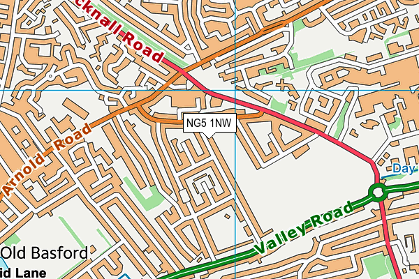 NG5 1NW map - OS VectorMap District (Ordnance Survey) NG5 1NW map - OS VectorMap District (Ordnance Survey)