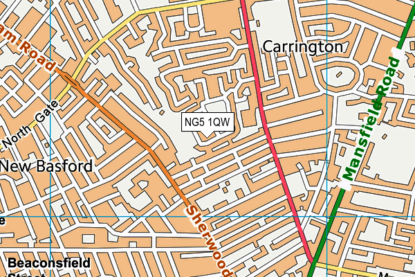 NG5 1QW map - OS VectorMap District (Ordnance Survey) NG5 1QW map - OS VectorMap District (Ordnance Survey)