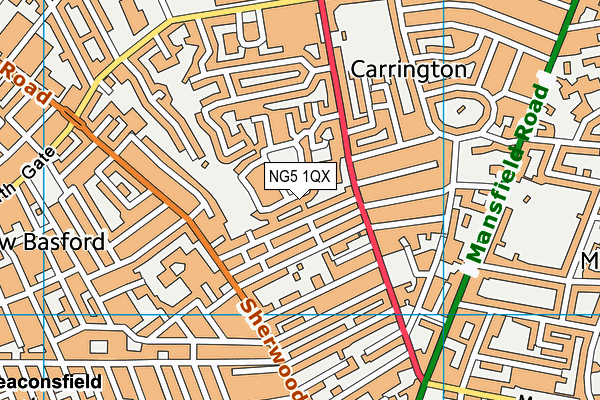 NG5 1QX map - OS VectorMap District (Ordnance Survey) NG5 1QX map - OS VectorMap District (Ordnance Survey)