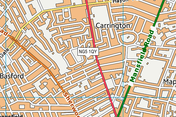 NG5 1QY map - OS VectorMap District (Ordnance Survey) NG5 1QY map - OS VectorMap District (Ordnance Survey)