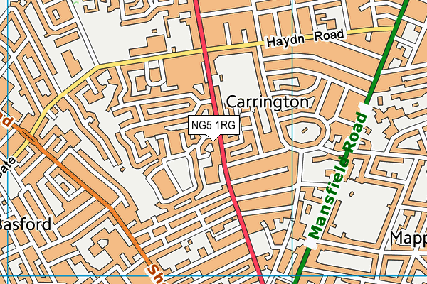 NG5 1RG map - OS VectorMap District (Ordnance Survey) NG5 1RG map - OS VectorMap District (Ordnance Survey)