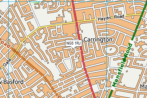 NG5 1RJ map - OS VectorMap District (Ordnance Survey) NG5 1RJ map - OS VectorMap District (Ordnance Survey)