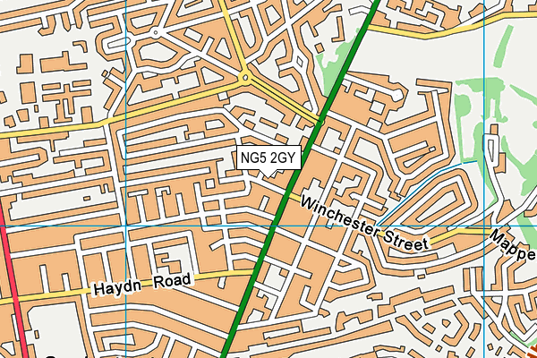 NG5 2GY map - OS VectorMap District (Ordnance Survey) NG5 2GY map - OS VectorMap District (Ordnance Survey)