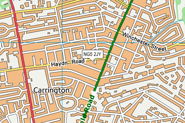 NG5 2JY map - OS VectorMap District (Ordnance Survey) NG5 2JY map - OS VectorMap District (Ordnance Survey)