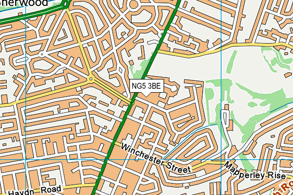 NG5 3BE map - OS VectorMap District (Ordnance Survey) NG5 3BE map - OS VectorMap District (Ordnance Survey)