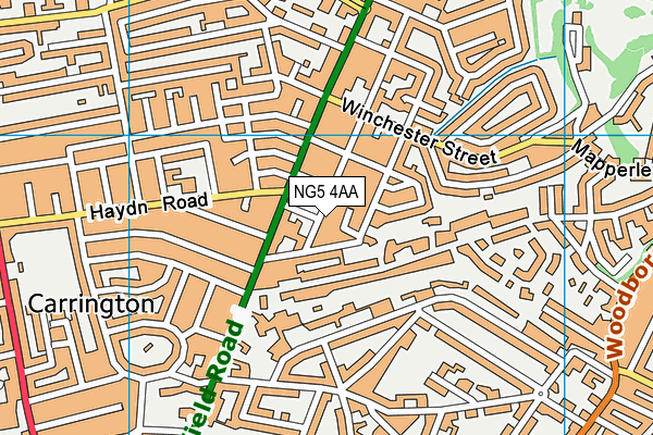 NG5 4AA map - OS VectorMap District (Ordnance Survey) NG5 4AA map - OS VectorMap District (Ordnance Survey)